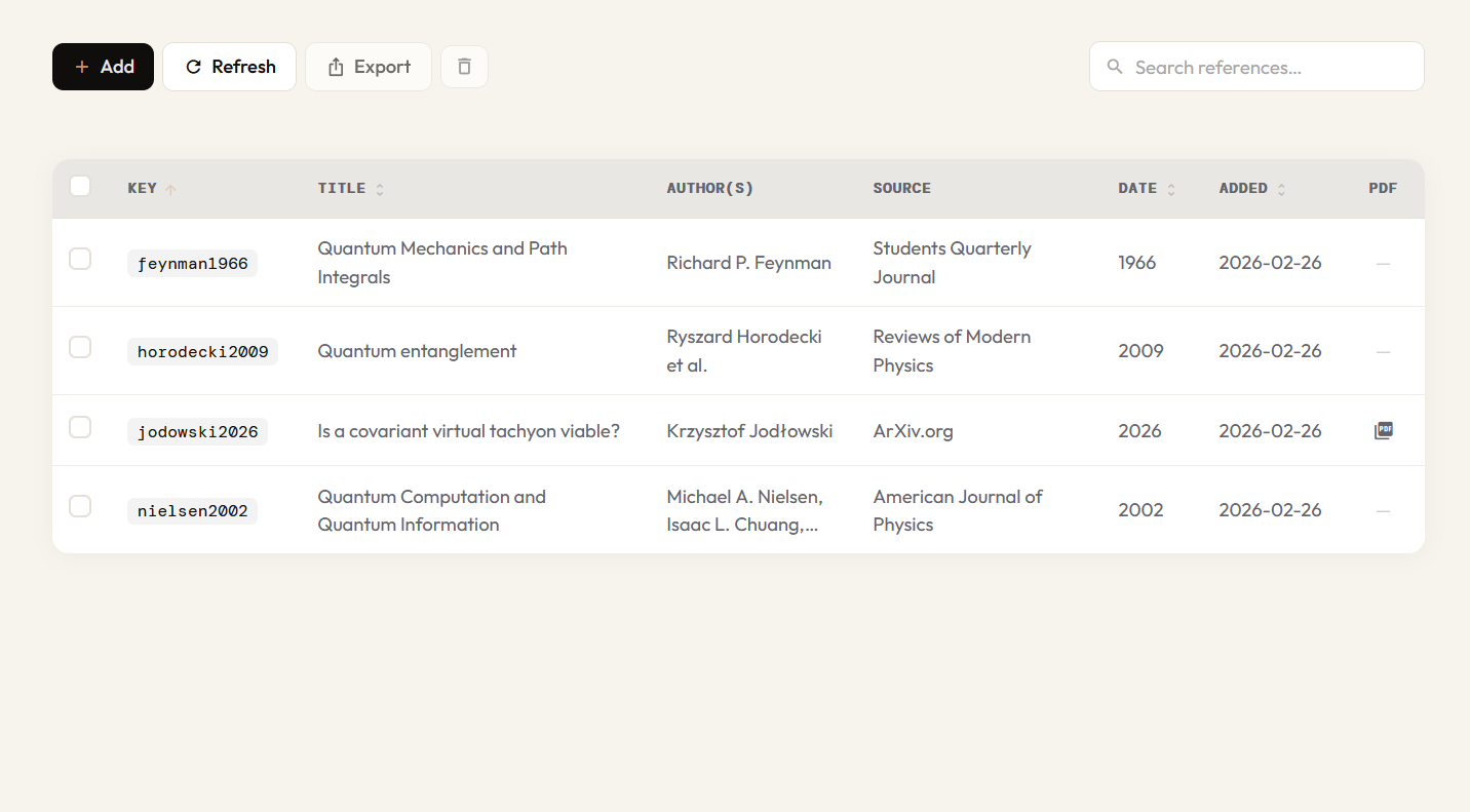 Bibforge reference table